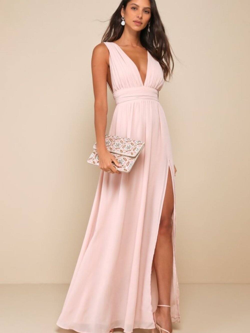 Lulus Heavenly Hues Blush Maxi Dress Pink - Size XS